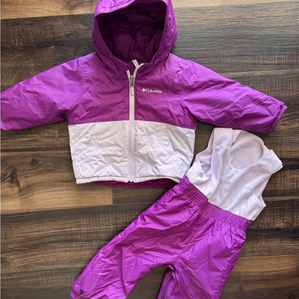 Columbia 2T Two-Tone Reversible Purple Jacket and Snowsuit Set